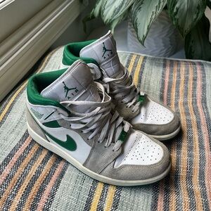 Green and White Nike High-Top Sneakers